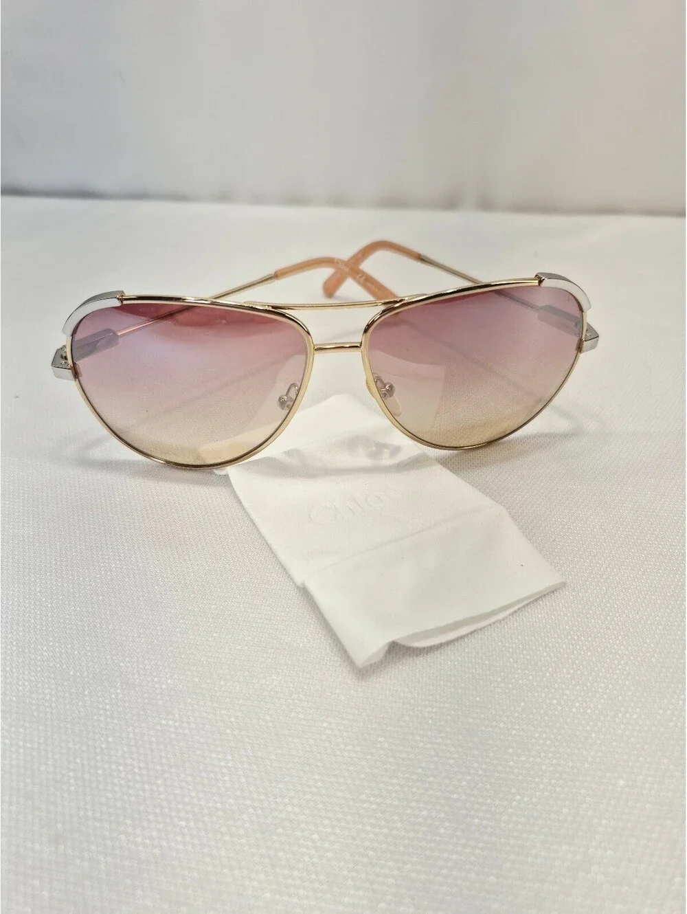 Chloe Eria Light Gold Aviator Women's Sunglasses NEW FLAWED